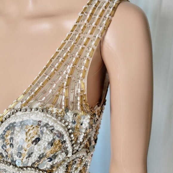 Lucci Lu Red Carpet Gown size 4 gold  and silver sequins SHOW STOPPER - Picture 7 of 11